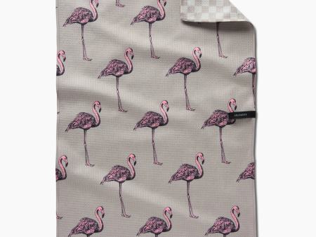 Geometry Double Sided Kitchen Tea Towel: Flamingo Dance For Sale