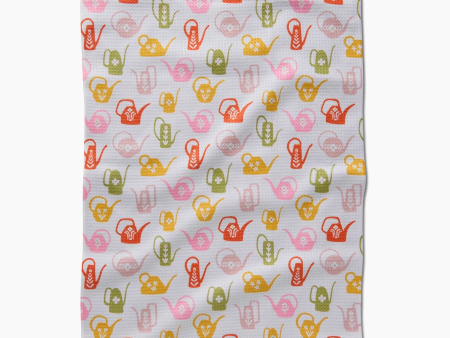 Geometry Kitchen Tea Towel: Retro Watering Cans Supply